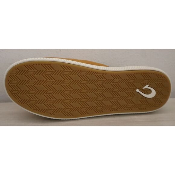 OluKai 10502 Men’s Sz 11 Gold Mua \'Ili Leather/Shearling Lined Slippers